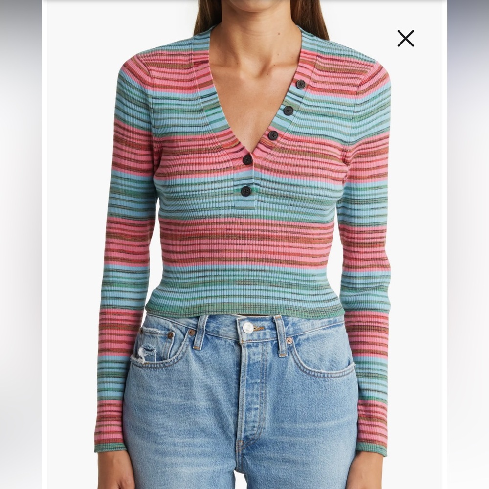 10 Crosby Derek Lam Milana Crop Henley T-Shirt